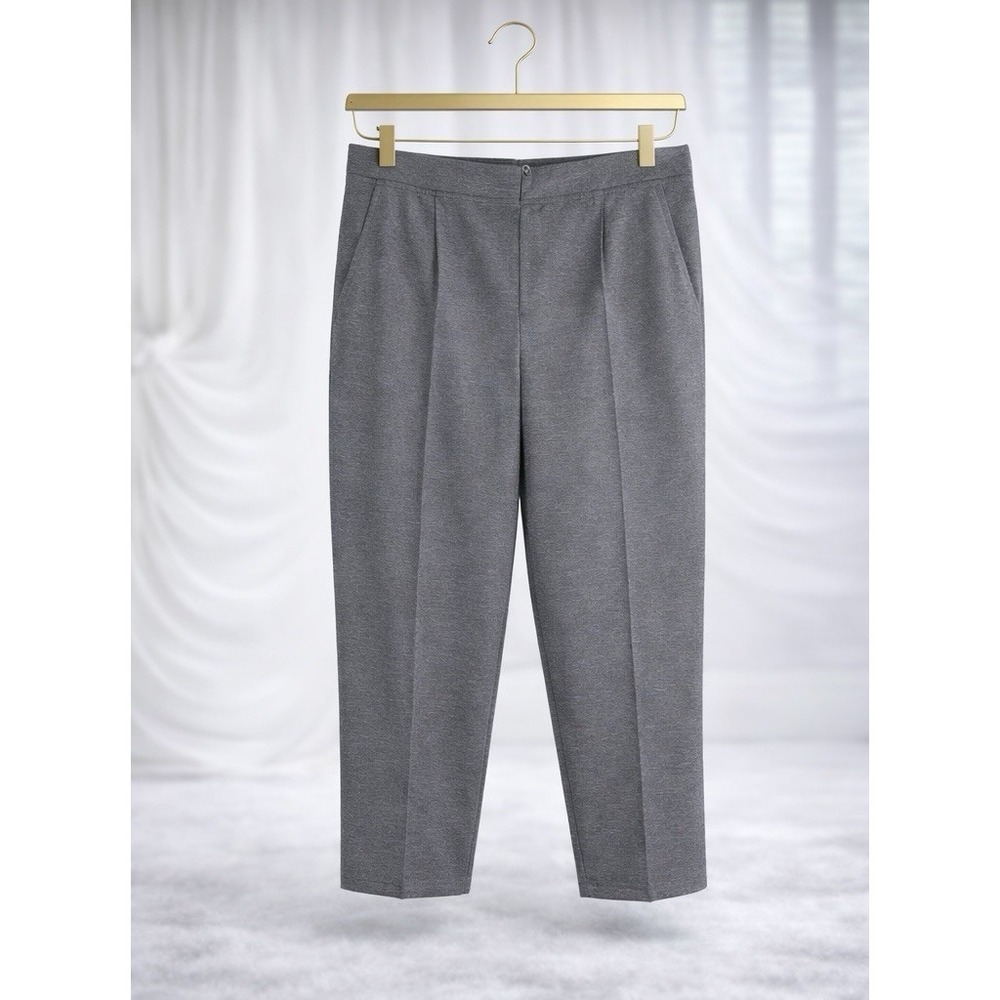 Alfred Dunner 20W Slim Fit‎ Pant Proportioned Short Flattering Flat Front Gray